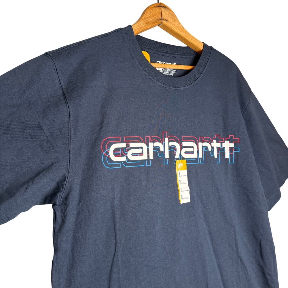 Carhartt Relaxed Fit Graphic‎ T-shirt Logo Men’s Sz S Blue
